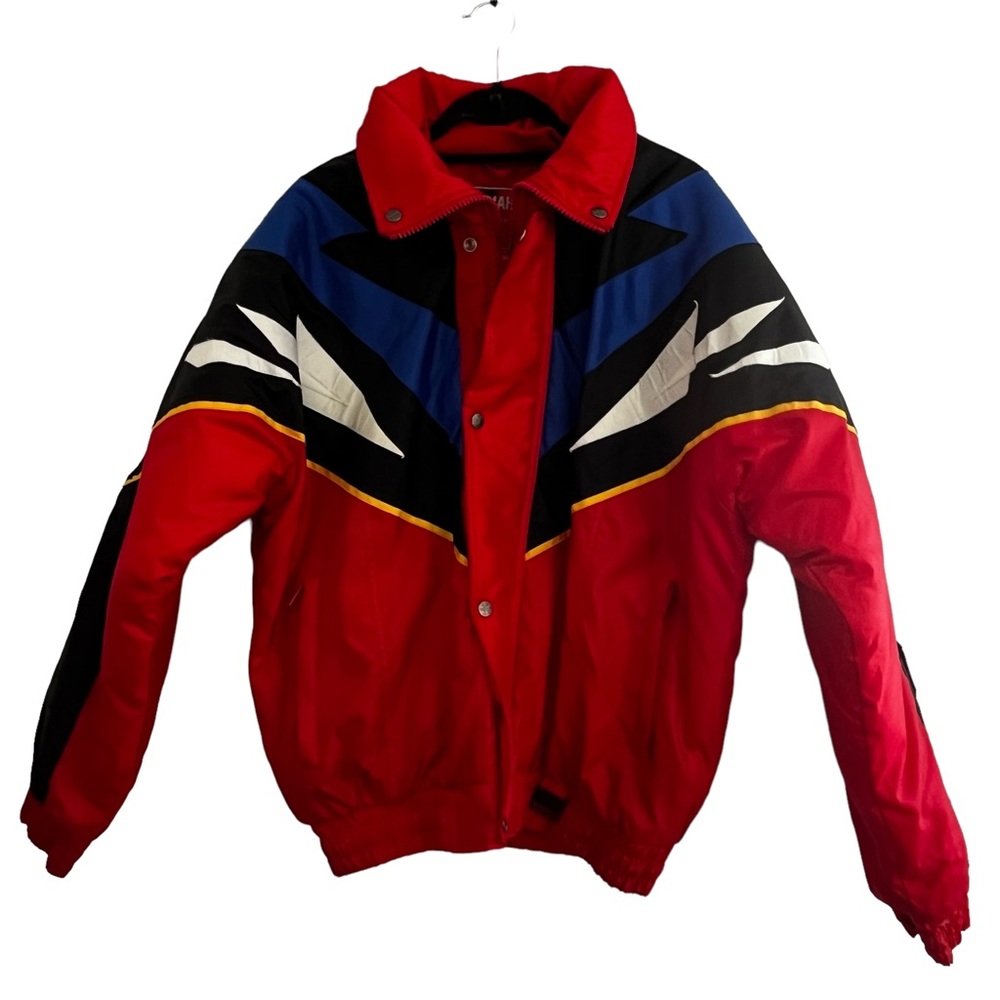 Vintage 80s Yamaha Red Blue Black Racing Puffer Jacket